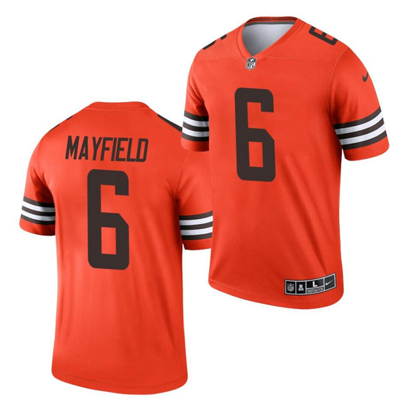 Men's Cleveland Browns #6 Baker Mayfield Orange Inverted Legend Stitched Football Jersey